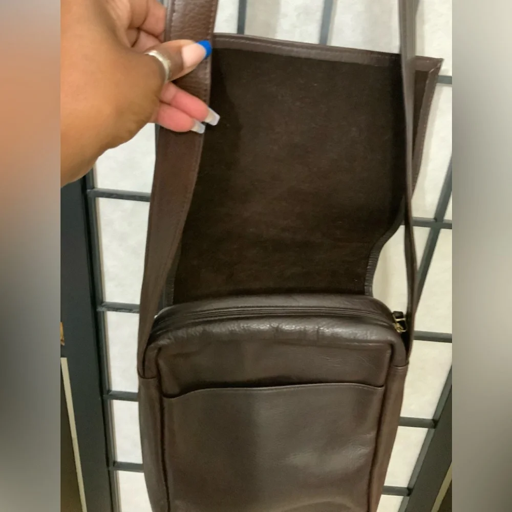 Leather Chocolate Brown Soft Messenger Crossbody Bag